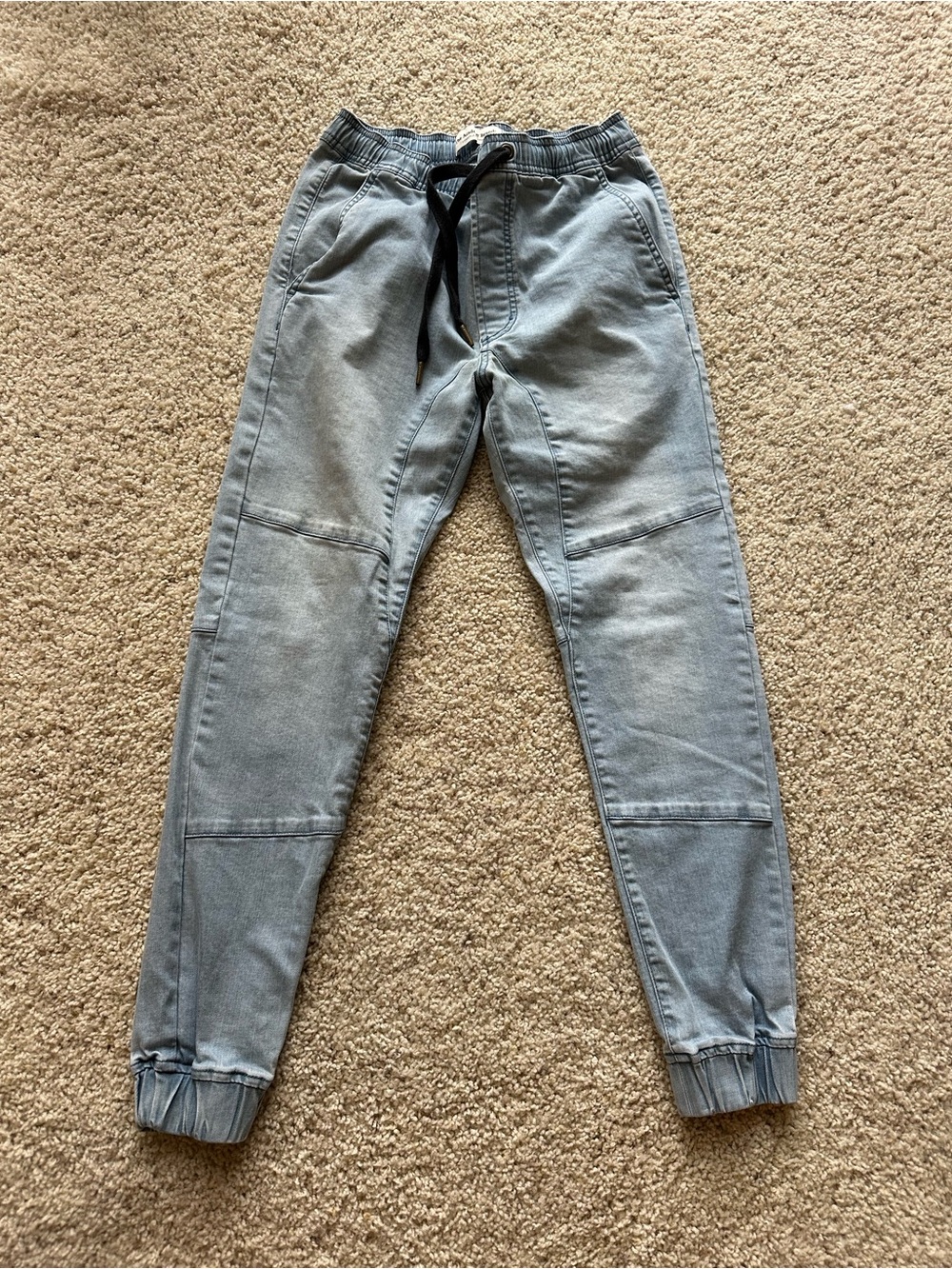 Light Blue Jogger Pants with Drawstring